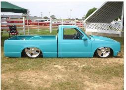 Bright blue Chevy S-10 at Slammin and Jammin Car Show.jpg