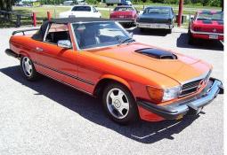 Hemi 426 Mercedes Benz convertable car in orange.jpg