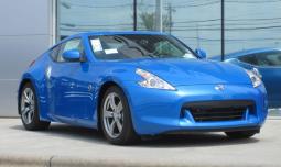 Image of Nissan 370Z in bright blue with two doors.JPG