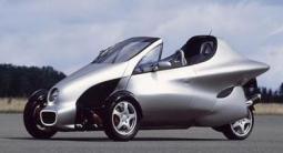 Image of silverish three wheels car_looks like a batman car.JPG