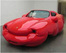 Red Fat cars by Erwin Wurm_very funky car photo.JPG