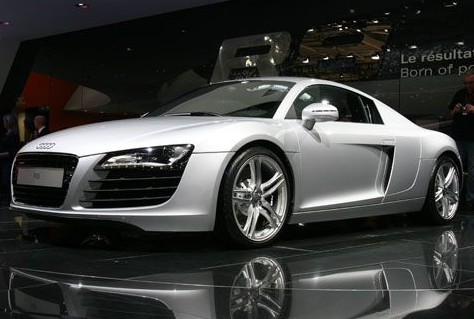 Silver 2007 Audi R8 sport car photos.PNG