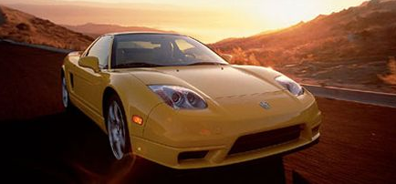 2002 Acura NSX sport car in yellow.PNG