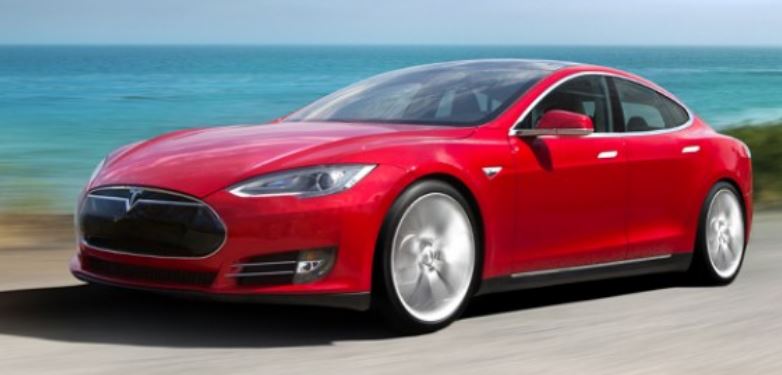 Red Tesla eletric vehicle photo.JPG