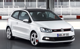 Cool looking car picture of a 2010 Volkswagen Polo Gti in white.PNG