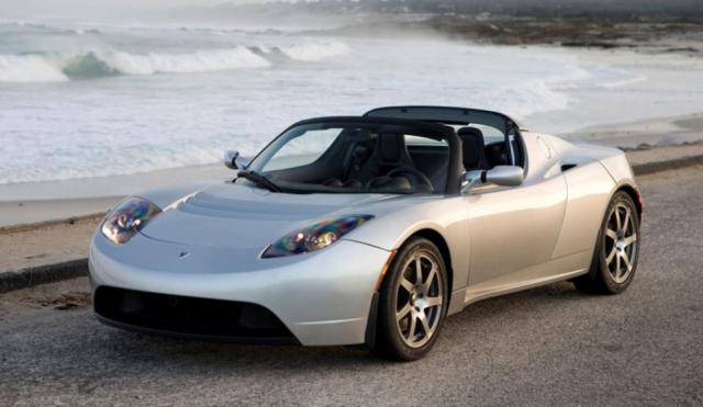 Silver Tesla Roadster eletric cars photos.JPG